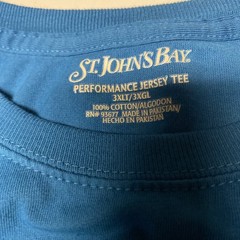 S/2 ST JOHNS BAY T- SHIRT MENS 3XLT Big & Tall Lt. Blue & Blue Pocket Cotton L-1