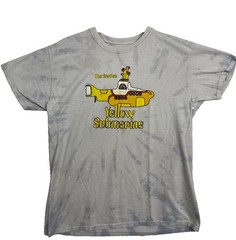 The Beatles Yellow Submarine Tie Dye Graphic T Shirt Adult Medium White Blue