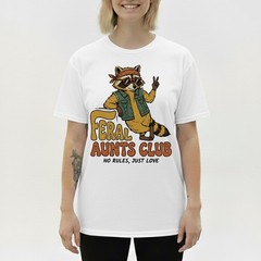 Feral Aunt Social Club Raccoon T-shirt, Retro Pregnancy Announcement Tee