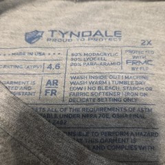 Tyndale FR Long Sleeve Tee Shirt Mens 2XL Flame Resistant Arc Rated 4.6