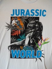 Jurassic World Screen Print T-Shirt White Universal City Studios Medium New