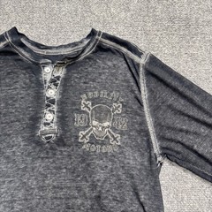 Y2K Long Sleeve Shirt Men’s Large Nobility Motors Grunge 1/4 Button Up Black
