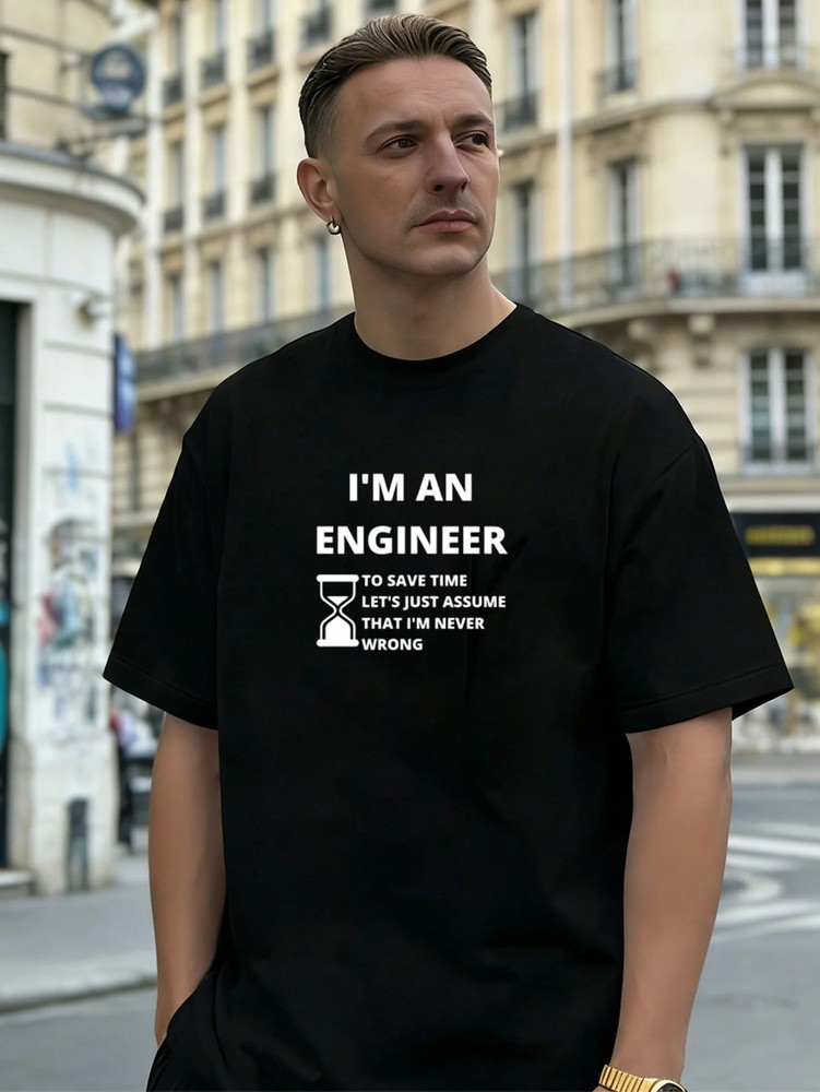 Engineer Graphic 100% Cotton Men’s T-Shirt Suitable for Daily Casual Wear