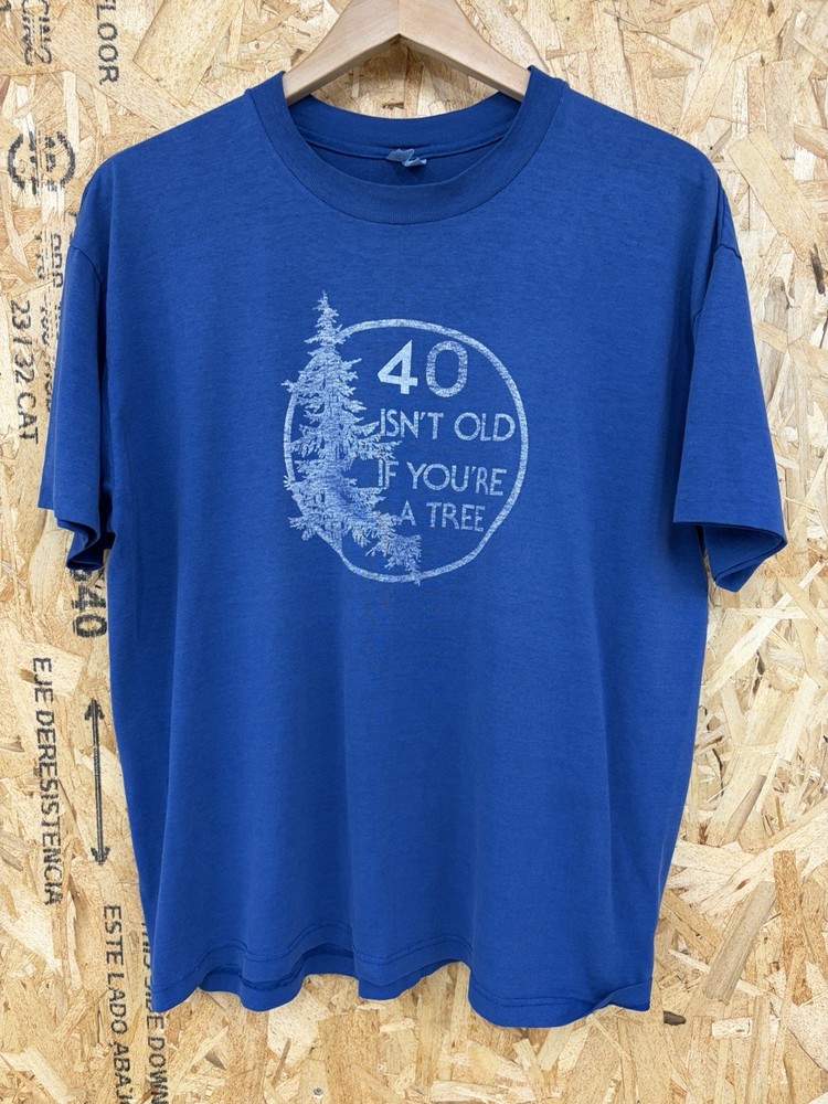 Vintage 80s Stedman 40 Isn’t Old Blue Tshirt XL Mens Single Stitch