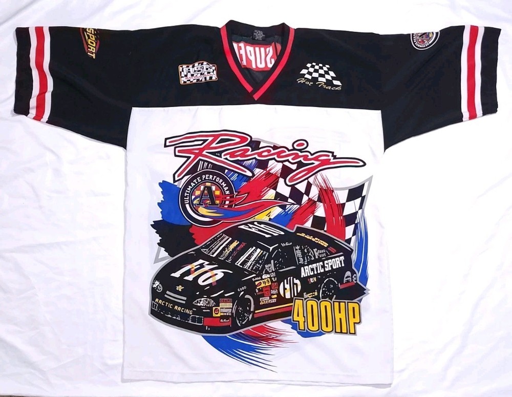 Vtg 90s Arctic ASG Arctic Sport Racing Jersey Shirt Mens XL AOP Drag Car 400 HP