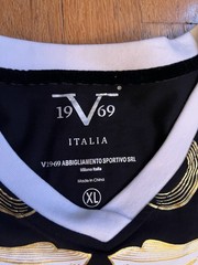 19V69 by Versace v 1969 Italia Sexy Rich Gold Foil Black T-Shirt Mens XL Top
