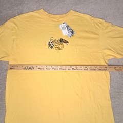 Y2K Billabong Surf T-shirt Mens Large Yellow Magazine Cut Spellout Logo