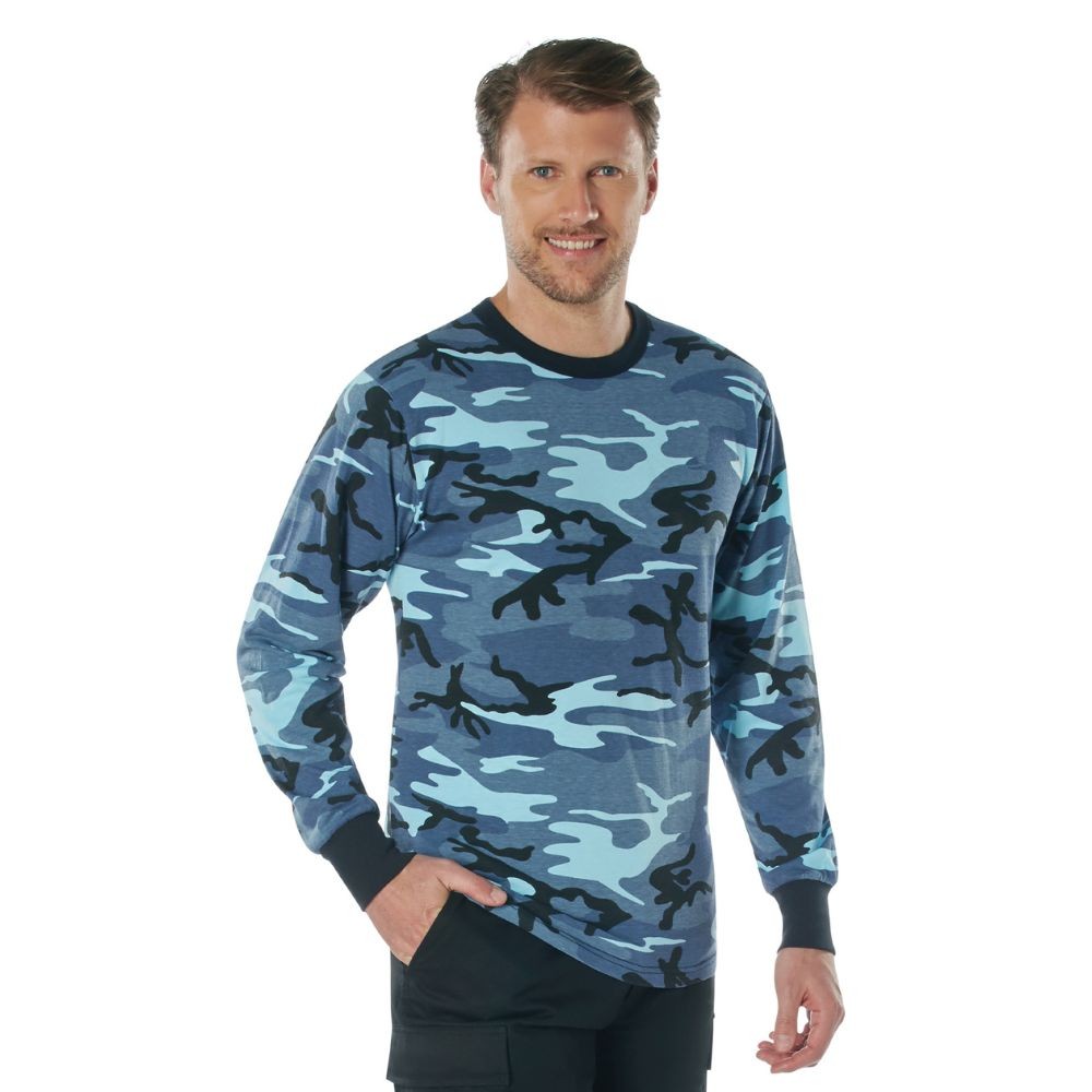Rothco Long Sleeve Color Camo T-Shirt – 67770 – Sky Blue Camo – S