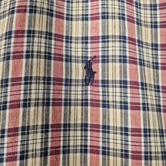 Ralph Lauren Shirt Mens Large Cream Red Black Plaid Blake Short Sleeve Work Wear