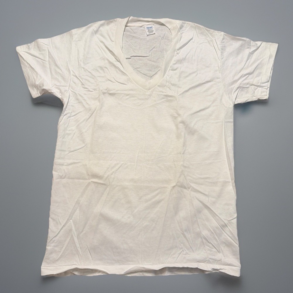 Hanes Vintage 80s Comfort Blend T-Shirt V Neck Men’s M Undershirt Made USA 11