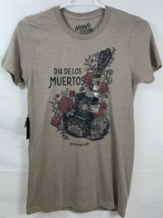 NWT Brad Paisley Moon Shine Spirit Dia de los Muertos Guitar Tan T-shirt Small