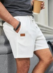 JMIERR Men’s Casual 5″/ 7″ Shorts Waffle Elastic Waist Medium, 03 White
