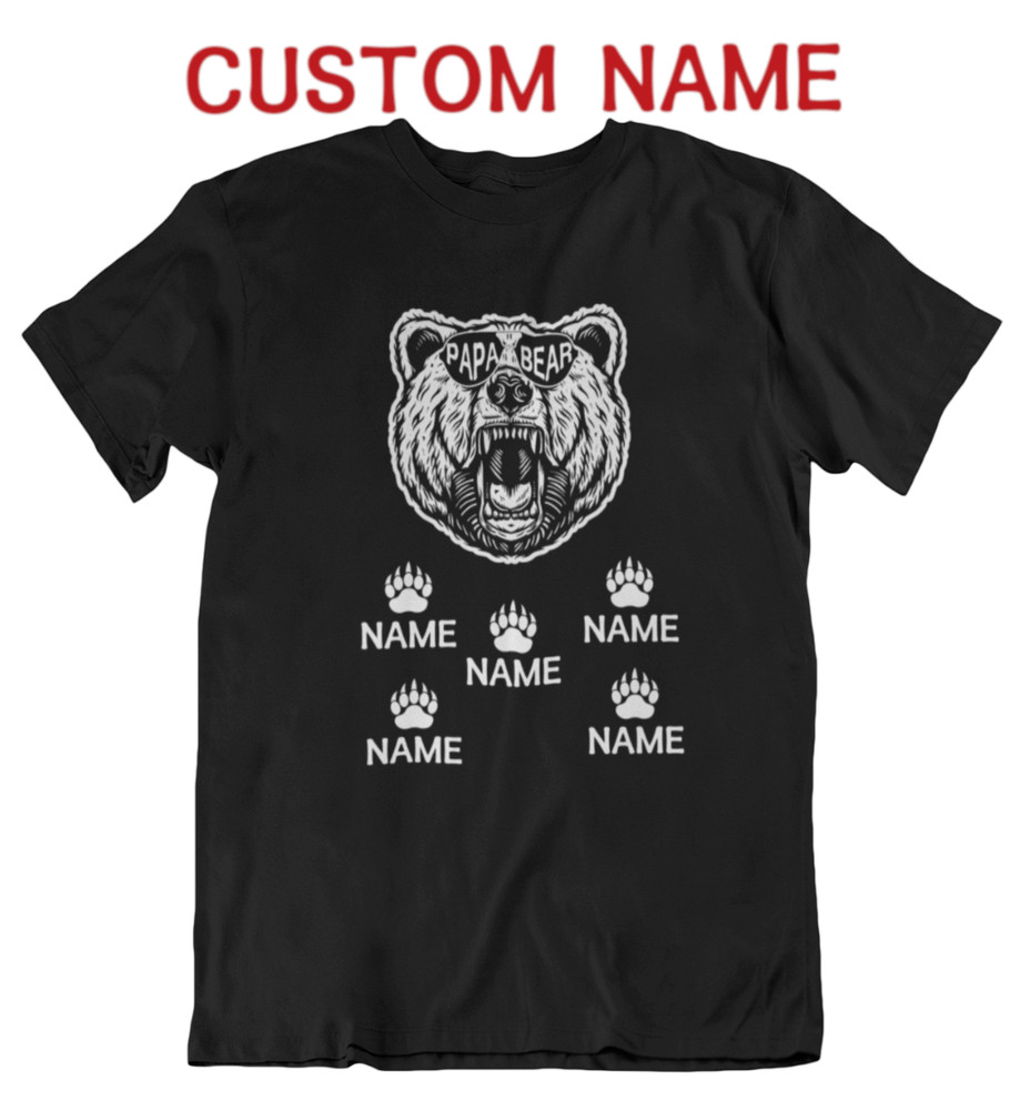 Personalized Papa Bear Shirt with Kids Name Family Cubs Childrens Grandchildrens