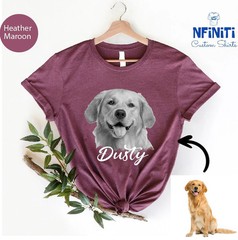 Custom Pet Portrait Comfort Tee Personalized Dog Cat Photo Shirt