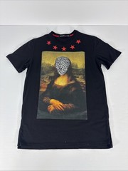 Hudson Outerwear Mens Black Mona Lisa Rhinestone Graphic Shirt Size M Red Stars