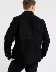 BEST SELLING New Men’s Black Suede Shirt 100% Soft Lambskin Style Slim Fit Shirt