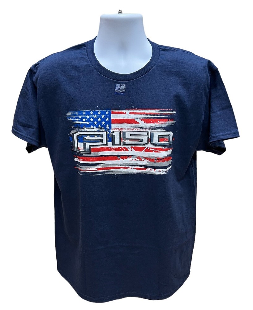 Ford F-150 Navy Blue Distressed American Flag T-Shirt
