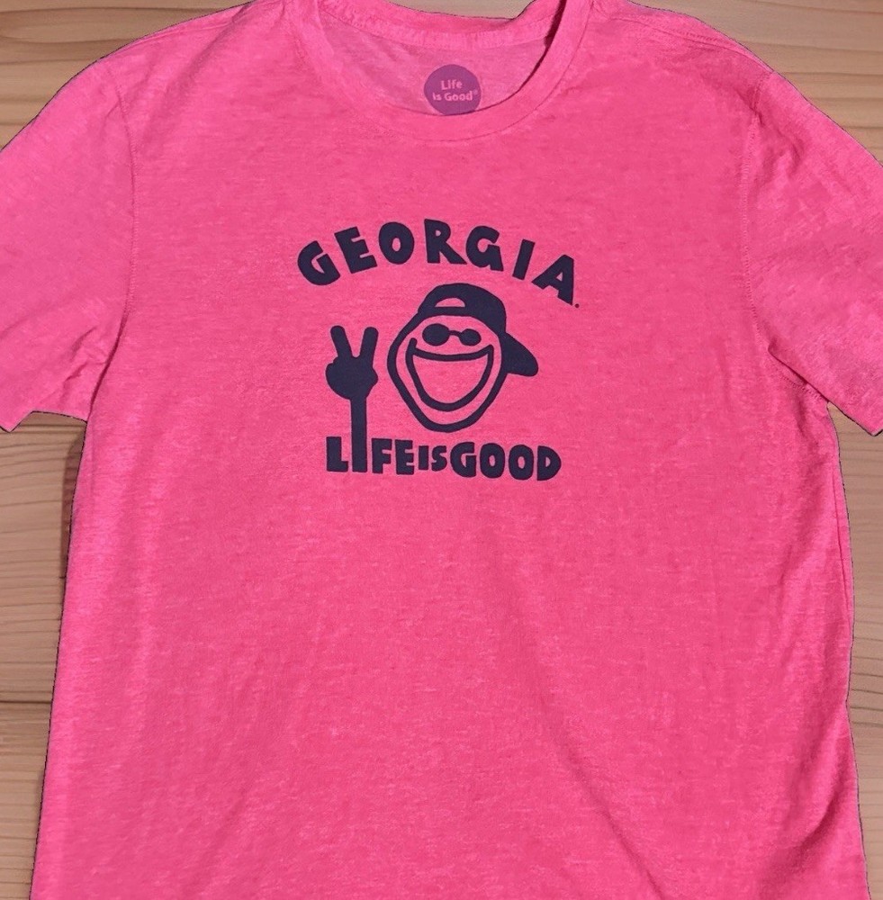 Life is Good Georgia T-Shirt Mens M Light Red Heather Graphic Tee EUC
