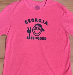 Life is Good Georgia T-Shirt Mens M Light Red Heather Graphic Tee EUC
