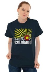 Colorado Flag Rocky Mountains Vacation Gift Adult Short Sleeve Crewneck Tee