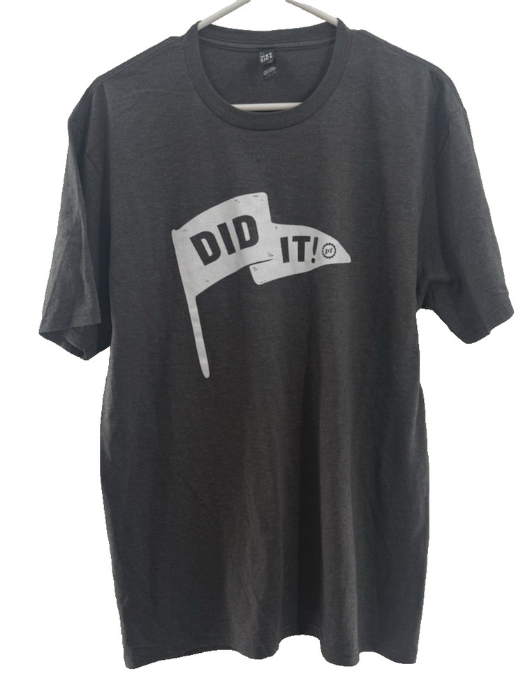 Perfect Tri District Planet Fitness DID IT! Logo Men’s Gray T-shirt Size-Large