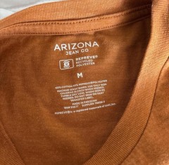 🪴Arizona Jean Co Brown Solid Crew Neck Short Sleeve Knit Cotton Blend T-Shirt M