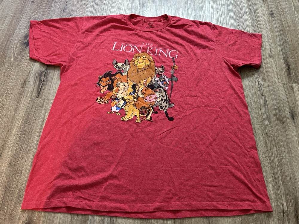 Disney The Lion King Group Simba Mufasa Nala Graphic Red Men’s T-Shirt 3XL