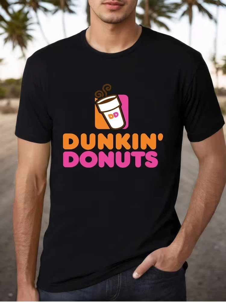Funny Coffee and Donuts Lover T-Shirt Retro Pink Orange Breakfast Graphic Tee