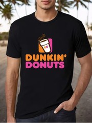 Funny Coffee and Donuts Lover T-Shirt Retro Pink Orange Breakfast Graphic Tee