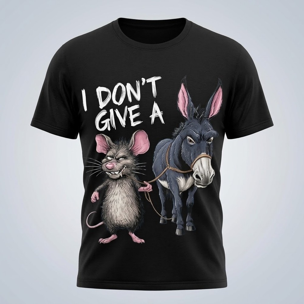 Funny Rat Donkey I Don’t Give A Graphic T Shirt Men Cotton Tee Size S-5XL