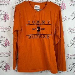 Tommy Hilfiger long sleeve embroidered front Vibrant Orange Graphic Tee