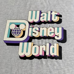 Walt Disney World Mens T Shirt Small Grey Marl Retro Disney Logo Chest 40″