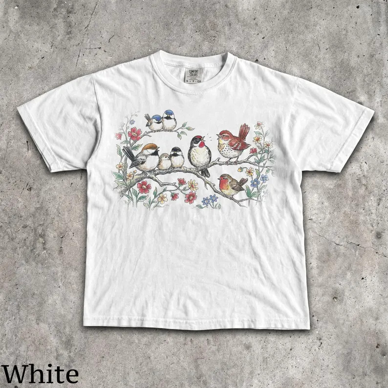 Birds on Branch Comfort Tee Men Women Nature Lover Wildlife Gift