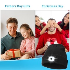 Fathers Day Dad Gifts for Men: USB Rechargeable Unisex Beanie Knit Cap with L…