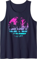 Retro Eighties 80s & 90s Beach Style design with palm trees Tank Top