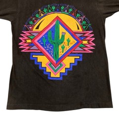 VTG 80s Cactus Southwest Native Art Deco Black T-Shirt L Single Stitch USA Made
