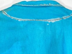 Hand-painted 70s Cotton Long Sleeve Hippy Shirt Deva Industries V-neck 44″ Chest