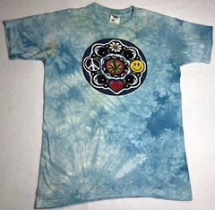 Vintage! Tie – Dyed Hippie Pot Leaf Smiley Face Peace Sign 1995 T – Shirt Large