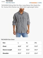 TACVASEN Men’s Long Sleeve Quick Dry Tactical Fishing Shirt