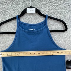 Torrid Top Women Plus Size 1X Blue Poseidon Foxy High Neck Crop Stretch Cotton
