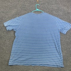 Peter Millar Mens XXL Blue White Striped Cotton Short Sleeve Pocket T-Shirt