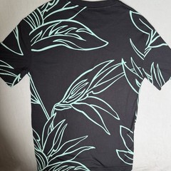 Express Relaxed Mens XS Black Tropical Leaf Print T Shirt 100% Cotton NWT