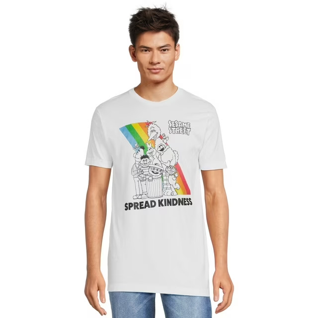 Sesame Street Mens Spread Kindness Pride Rainbow Print Shirt New S-3XL