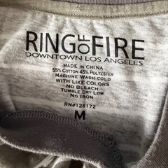 Ring of Fire V-Neck T-Shirt Medium Olive Green Asymmetrical Stripe Basic