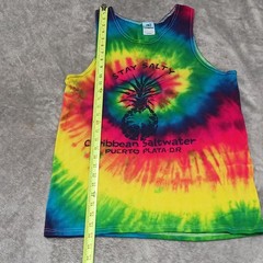 Colortone Men’s Multicolor Tie Dye Pineapple Graphic Tank Cotton Crew Neck M