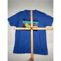 Columbia Blue SS men’s T-shirt, Size L, Bear, trees and mountains