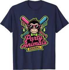 Party Animals Baseball Funny Monkey Vibrant Slime T-Shirt