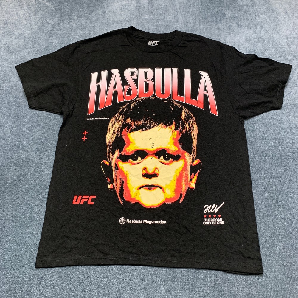 UFC Hasbulla Magomedov T Shirt Mens Large Black Cotton Dark Wash Non Stretch