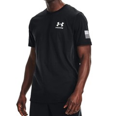 UNDER ARMOUR Freedom Flag T-Shirt sz S Small Black White USA