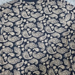Mens Paisley T Shirt Navy Blue Tan Cotton Short Sleeve Large Preppy Streetwear